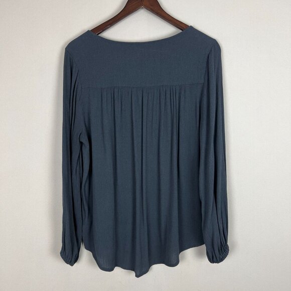 Sonoma Bouse Top Womens PL Petite Large Gray Long‎ Sleeve Boho Flowy Peasant - Picture 5 of 9